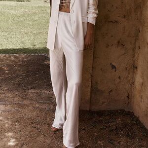 NWT DISSH Simone Pearl Satin Bias Cut Pant White Size 4